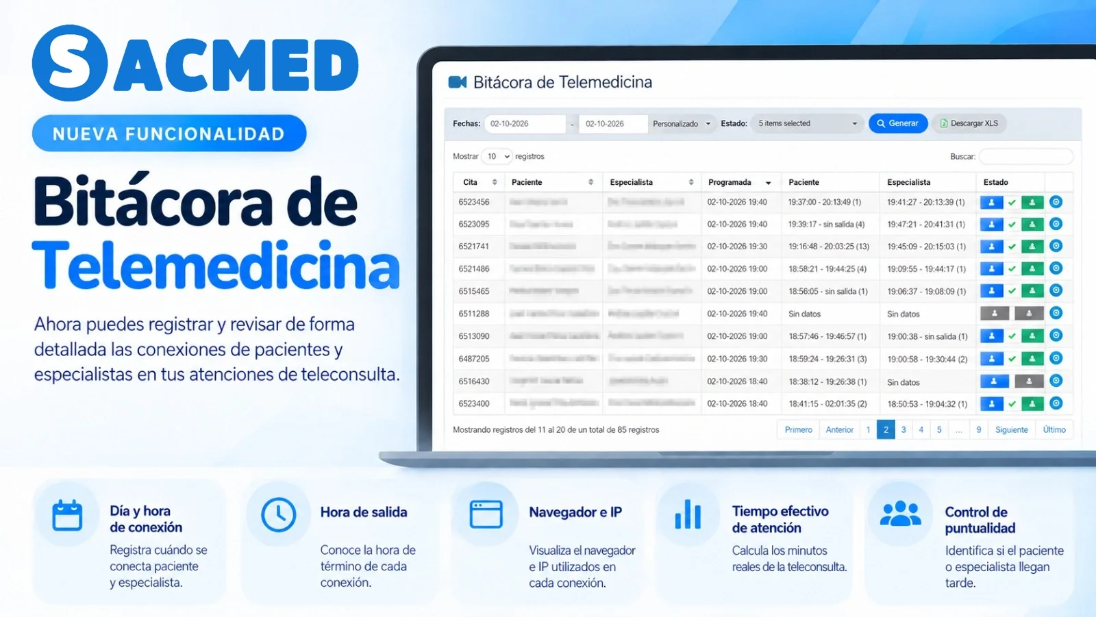 📢 Nueva funcionalidad en SACMED: Bitacora de teleconsulta